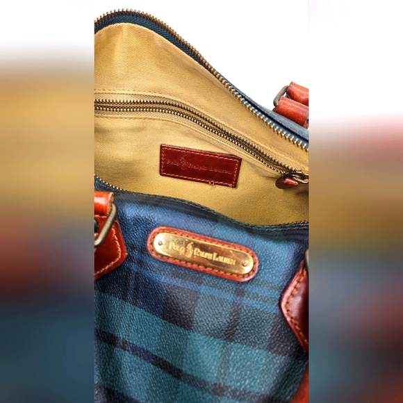 VINTAGE Polo Ralph Lauren Black Watch Check Mini Boston Bag & Cosmetic Bag - Picture 6 of 10